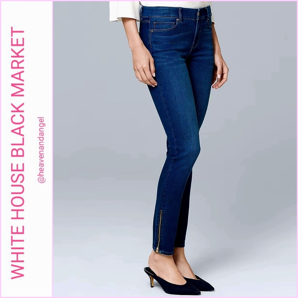 WHBM Skinny Leg Ankle Zip Denim Jeans